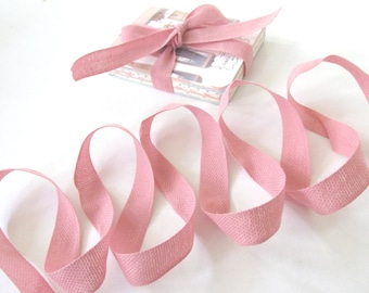 Natural Linen Cotton Ribbon - 5/8" Width  - Chocolate and Strawberry Milk Shake - 10 Yards roll