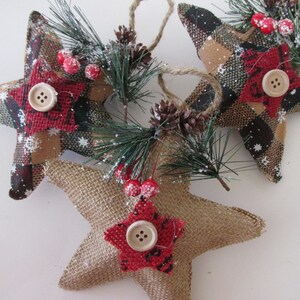 Set of 3 Ornaments  -  Star Christmas Ornaments - Christmas Decor
