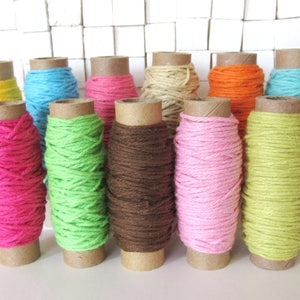 10 Spools of Solid Colors Bakers Twine - 10 yards on each spool - 100% cotton - Pack of 10 colors - Random Colors