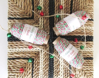 15 Yards of Holiday Twine - Green - Red - White - Christmas Twine