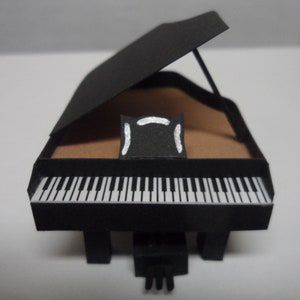 Miniature Piano, mini poster board piano decoration with silver trim