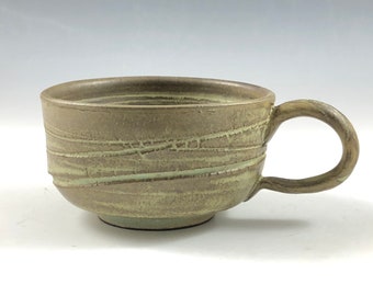 Large mug, Handmade mug, thrown/altered mug, pottery mug, tea mug, 2.75" tall x 4" wide, made by Matthew Mulholland, Quebec Canada