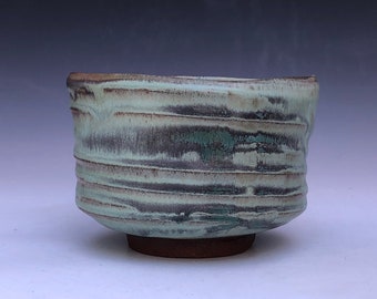 Chawan, Handmade bowl, thrown/altered bowl, pottery bowl, tea bowl, 3.75" tall x 4.75" wide, made by Matthew Mulholland, Quebec Canada