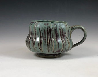 Medium wheel thrown mug, ceramic mug, pottery mug, cup, handmade mug made in Quebec, Canada by Matthew Mulholland, Manifest Meditations