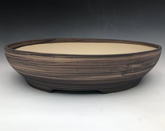 Large Ceramic Bonsai Planter: Handmade Round Succulent Pot, Made in Canada, US tariff exempt