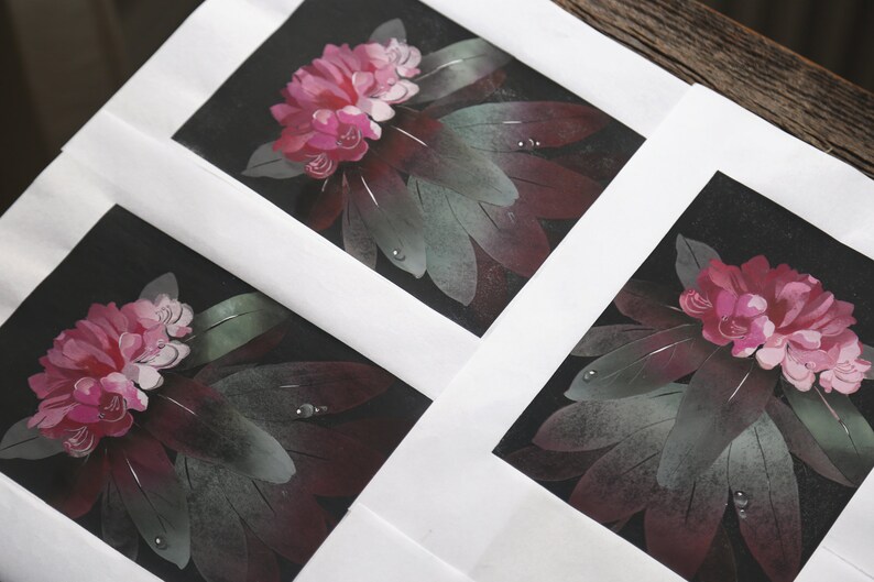 Rhododendron. Reduction Print. image 5