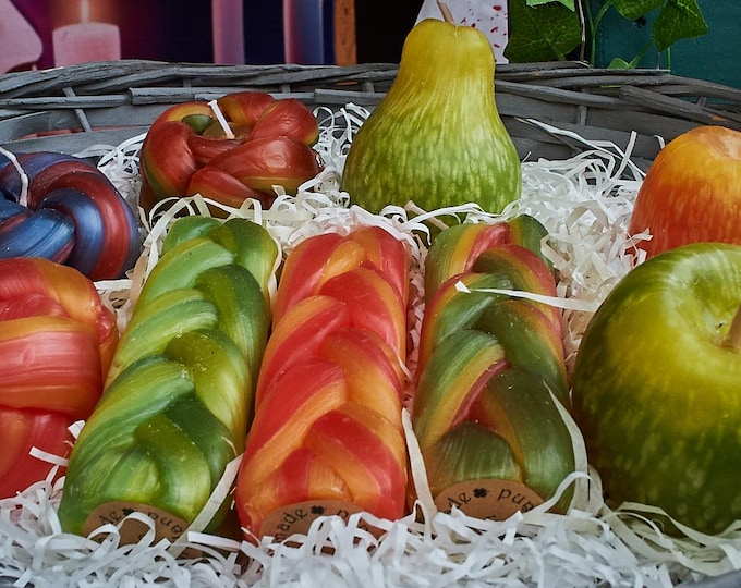 Handmade Fruit Candles – Mix Realistic Apple  Pear Candles, Braided Designs Perfect Christmas Gift, Housewarming Present  Home Décor Accent