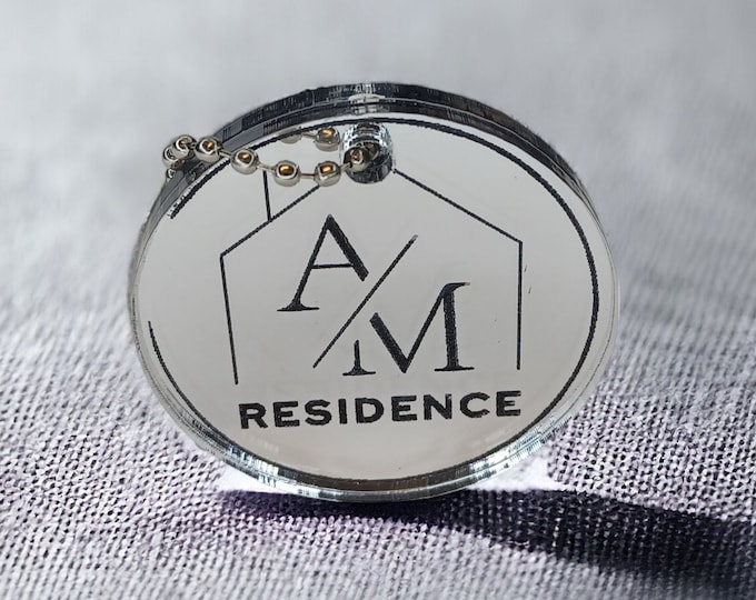 Modern new home keyring Personalised set of 2 Couples First Home  New House  Residance Luxury Gift His Hers Keychain Set Mirror Acrylic Wood