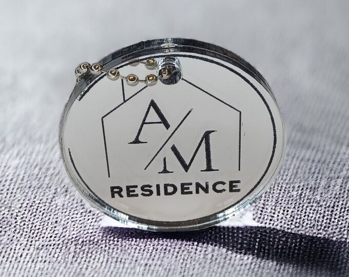 Modern new home keyring Personalised set of 2 Couples First Home  New House  Residance Luxury Gift His Hers Keychain Set Mirror Acrylic Wood