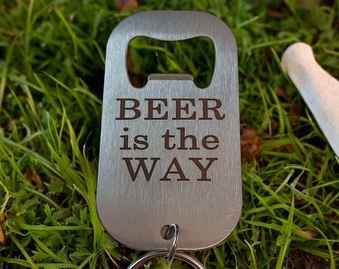 Bottle Opener Keyring with Custom Engraving - Unique Gift for Birthdays, Groomsmen, or Him Her