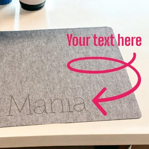 Personalized individual gift idea felt placemat table mats decoration With Your Text  Set of 2 Cozy home Tableware Dining Interior design