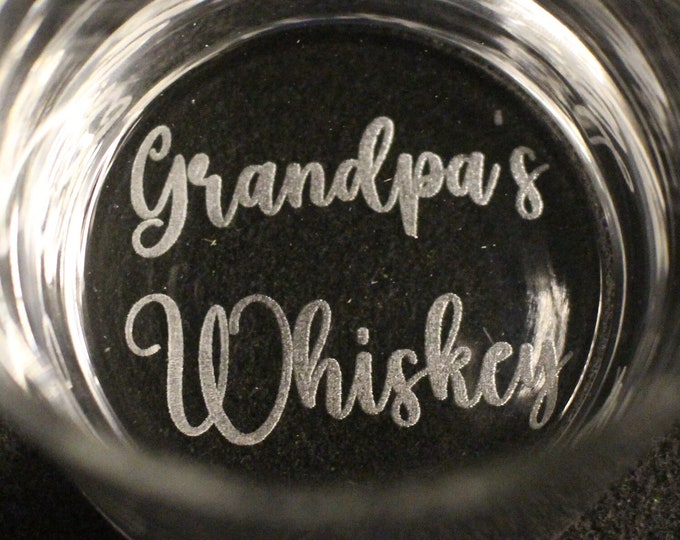 Custom Grandpa Whiskey Glass with personalized Bottom engraving for any special occasion Free coaster included Dad's  best man gift for him