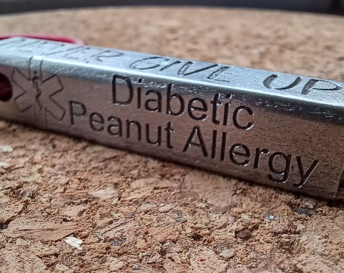 Personalized Medical ID Alert Bar Keychain Tag Custom Emergency  ID,Engraved ICE Diabetes, Epilepsy, Autism awareness