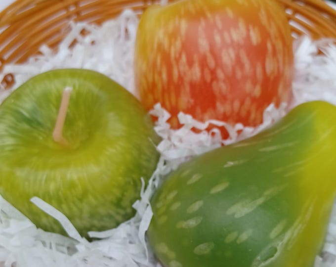 Handmade Decorative Fruit Candles – Apple, Pear  More Realistic Shapes, Stunning Home Decor & Gift Handcrafted