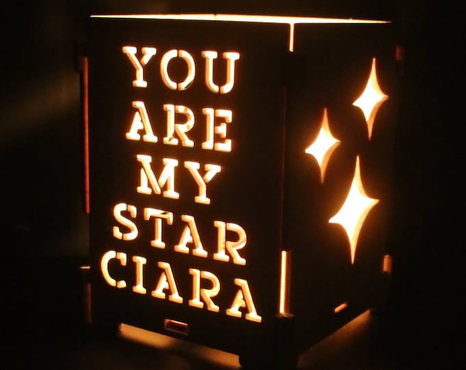 Wooden box light You Are My Star Personalized Name Message Birthday Valentine Anniversary Gift for Her Sentimental Tea lights