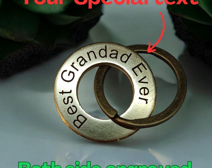 Best Grandad Ever Keyring  Gift for Daddy  His Him Amulet Gift  Personalised Keyring Birthday,  Grandad Father's Day gift