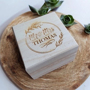 Custom Wooden Wedding Ceremony Ring Box Personalized Engraved Engagement Ring Box Square Ring Holder Anniversary Proposal Gift