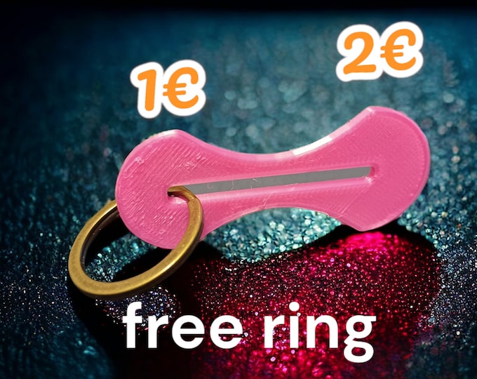 Shopping trolley token coin Removable key 1 and 2 Euro metal ring included multi colour smart gift ideas Easy-to-Carry Portable Trolley Coin