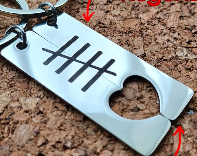 TALLY Mark Custom Keychain Wedding Anniversary Gifts For Men Her Personalized Gift Husband Wife Key chain Love Couple both side engraved