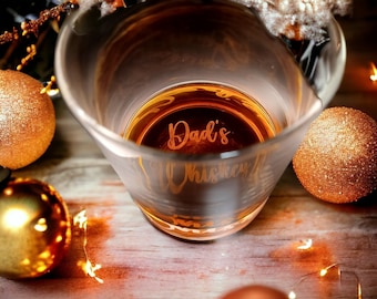 Personalized Bottom Engraved Whiskey Glass, Gift for Him