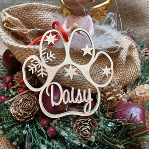 Personalized Paw Ornament Custom Dog Paw Name Custom Dog Christmas decor Cat Christmas decor Paw stocking tag Dog Paw Christmas Stocking tag