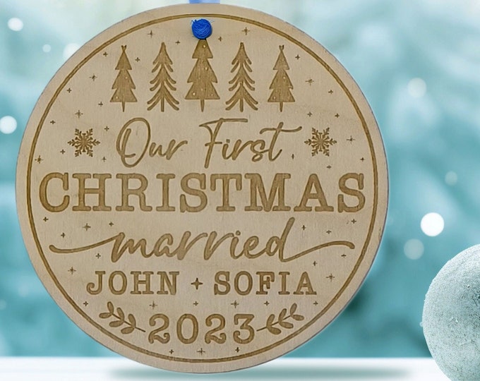 First Christmas Married Ornament Mr and Mrs Name Christmas Ornament Our First Christmas Married as Mr and Mrs Ornament Personalized Wooden