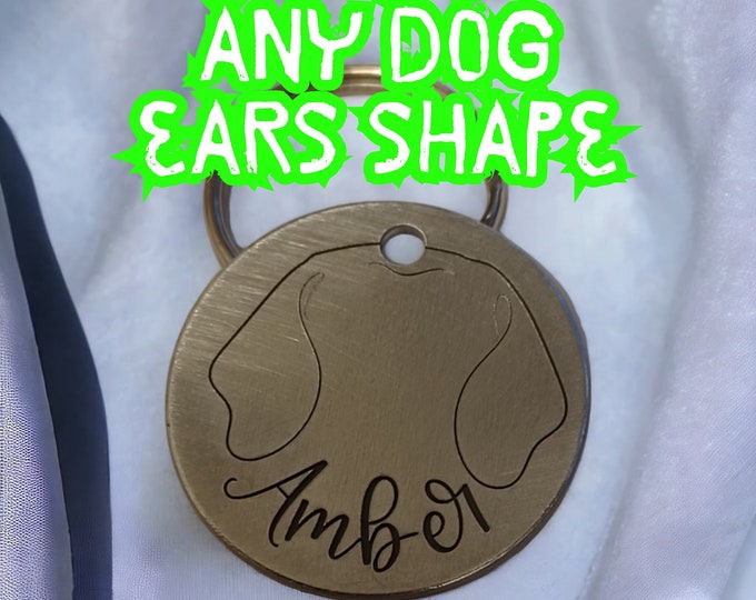 Personalized Dog Ears Pet id tag • Custom Pet Name ears shape Gifts for Paw Pet Lovers