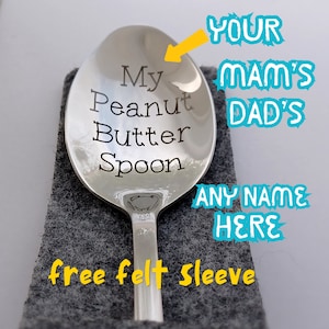Custom, My Peanut Butter Spoon, Personalized Mothers Day Gift Boyfriend Gift Girlfriend Kids Birthday Grandpa Fathers Day Christmas basket
