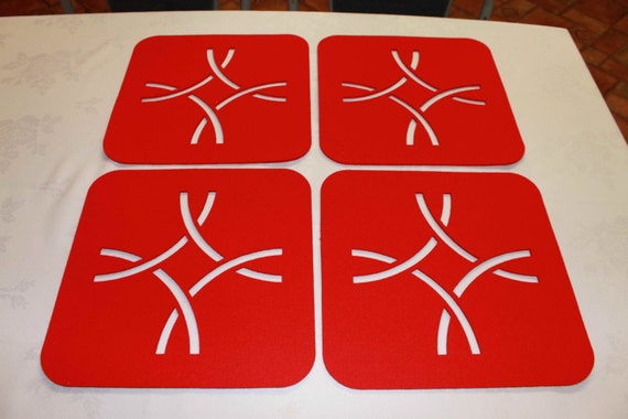 Placemats And Coaster Circle Designs Felt Table Mats Set Of 8 Etsy