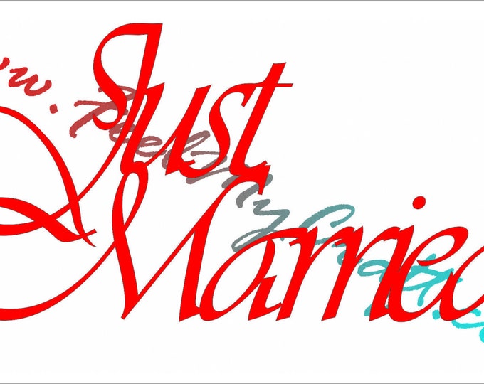 Just Married .dxf format. - LASER CNC Router, Water-jet Cut File - Vector Art - Clip Art - DXF svg