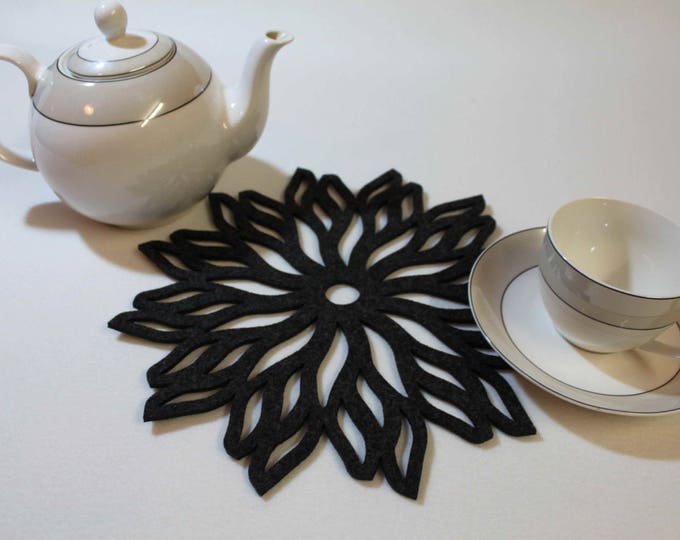 Placemats and Coaster Flames Aster Flower Circle Felt Table Mats Set of 12 Laser Cut I'm Irish gift