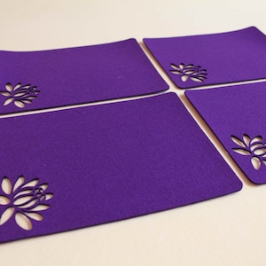 Felt Placemats Flower Decorations Mat Table Set of 4 Laser Cut