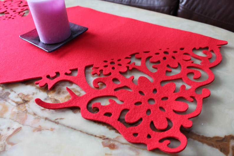 Felt Tablecloth Placemats 12 X 27.5 Inch. Flower Desings Etsy