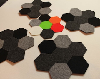 HEXAGON Felt Placemats (sewn together) & Coaster Simple Shape hexagone  Felt  Set of 8 Pieces