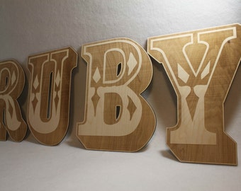 Large Wooden Letters Names Words Wall Decorations High 29 cm 11.5 inch Circus Font