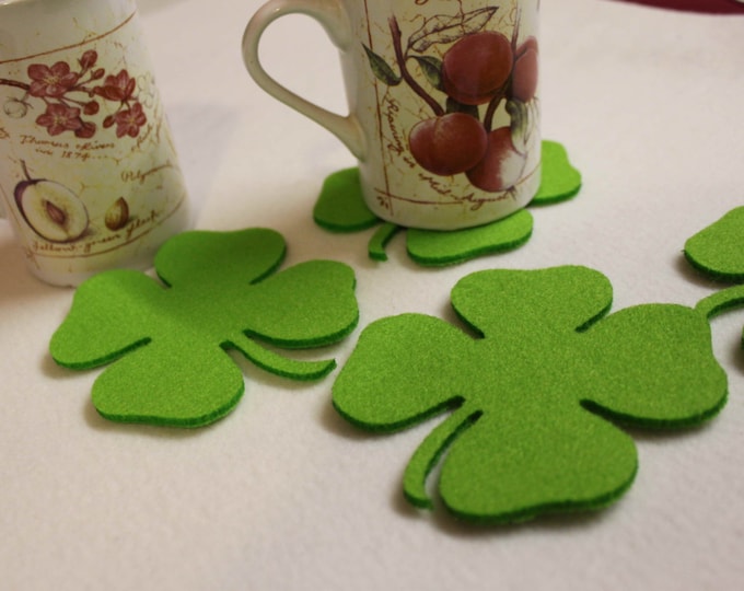 Patrick Day Felt Coaster Shamrock Designs    Set of 4   Felt  4 mm I'm Irish