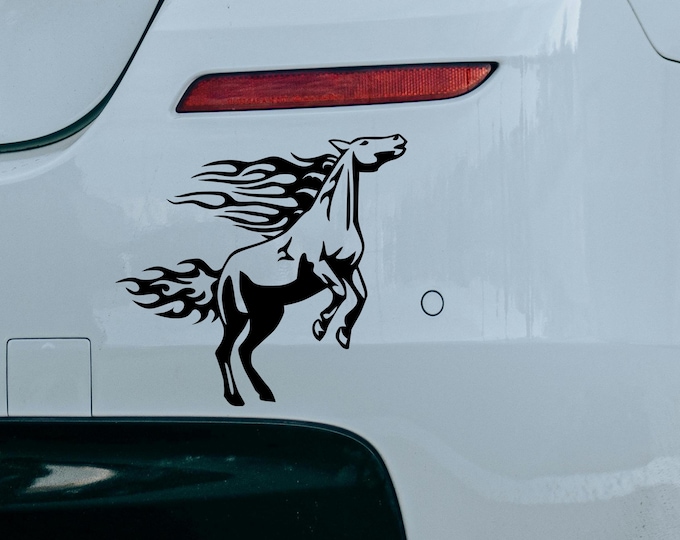 Ideal for anyone who loves horses Fire Horse Vinyl Sticker, wall car door gate sign decor SET OF 2 nique style to their space  walls