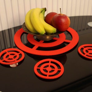 Circle Grille Felt Placemats and coaster  Set of 4 Laser Cut