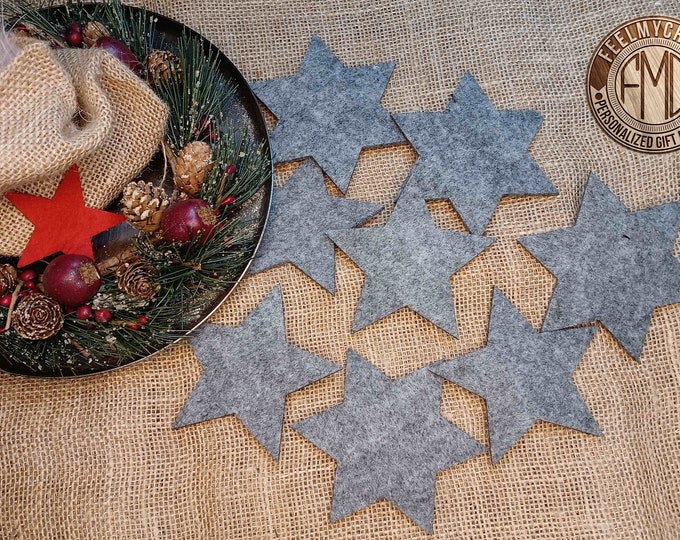 Xmass  Stars Shape  Felt Coaster  Modern Housewarming Set of 8