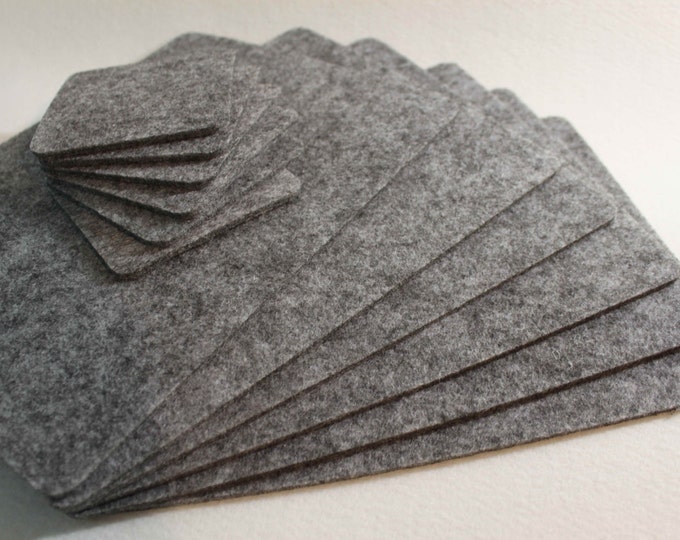 GREY Placemats and coaster Table protector Simple Shape Quadrat Rectangle Felt Table Mats Set of 8 pieces