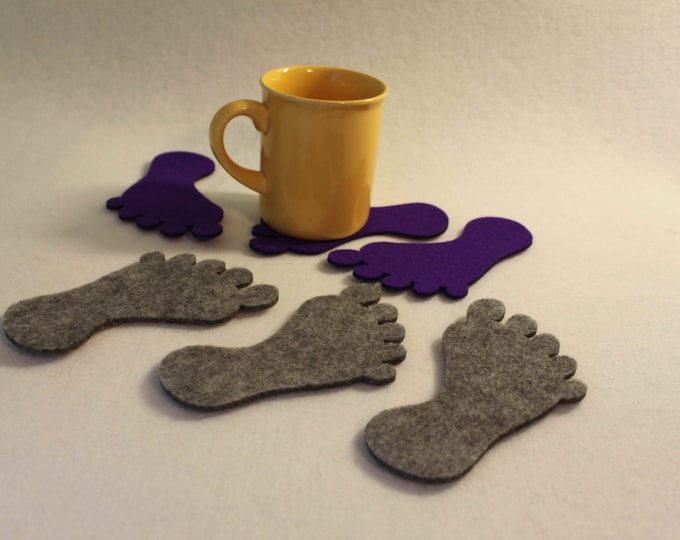 Foot shape  Felt Coaster  Set of 4