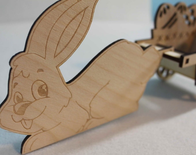 Easter Eggs Wood Craft Decoration Laser Cut  Rabbit Truck  Trolley Basket