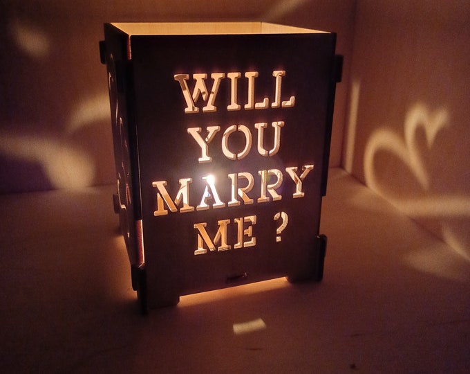 Wooden box light Will You Marry Me Proposal Wedding Message Box Gift Ideas candle tea lights holder Customized Candle Holder
