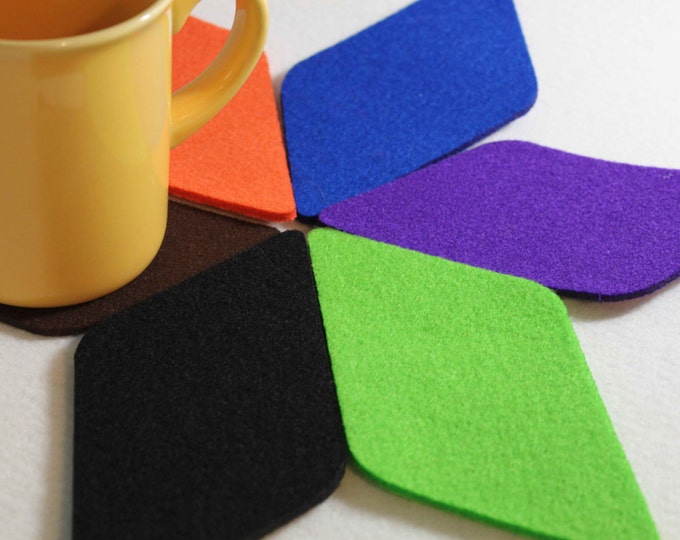 Beveled Rectangles Shape Felt Coaster   Set of 6 housewarming gift new home ideas