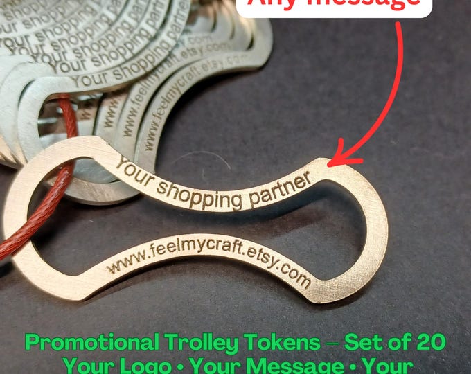 Custom Engraved Shopping Trolley Tokens – Business Promotional Set (20 pcs) smart shape metal Stainless Steel ring included smart gift ideas
