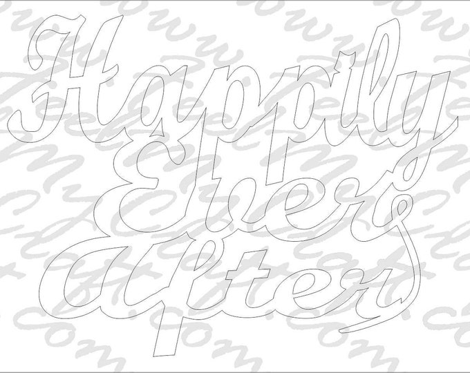 Happily Ever After .dxf format. - LASER CNC Router, Water-jet Cut File - Vector Art - Clip Art - DXF svg cake topper