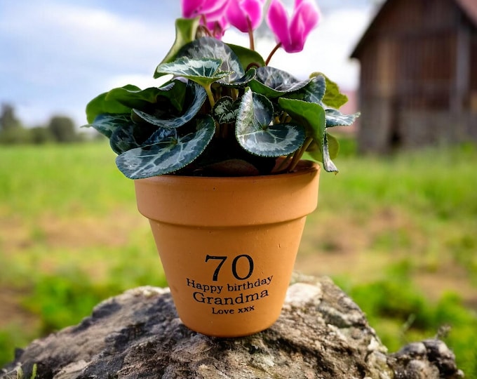 Personalized Flower Pot Milestone Birthday Flower Terracotta Plant Pot Grandparents Engraved Message Garden Accessory