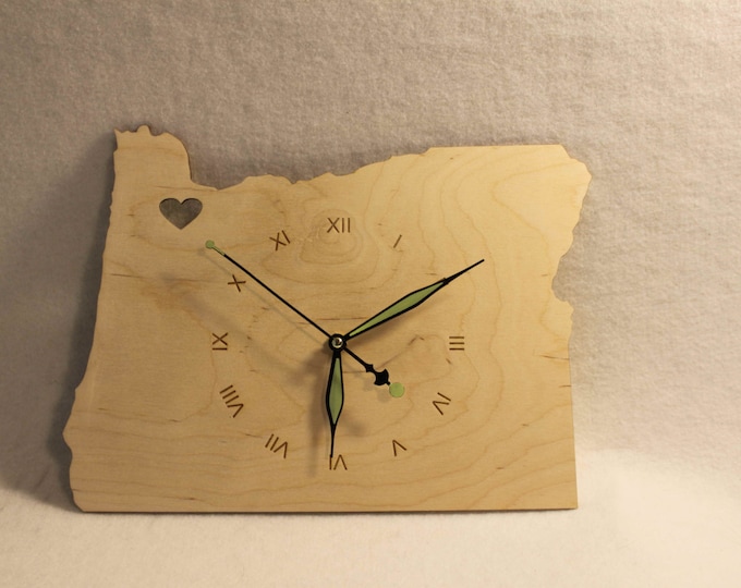 Custom Unique Bespoke Oregon USA Shape Clock Oregon USA Map Wooden Irish Ireland Handmade