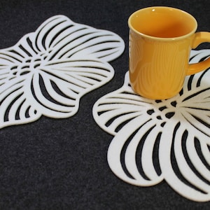 Placemats  Flower Blossom Art  Felt Table Mats Set of 2 Laser Cut
