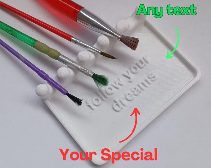 Custom Paint Brush Holder with Personalized Text – Brush Stand Gift for Kids, Artists, and Creative Workspace